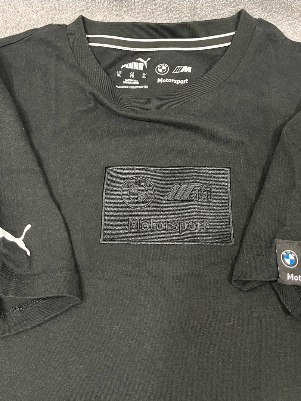 Puma T Shirt Mens Black Medium BMW Motorsport patch logo Tee Racing
